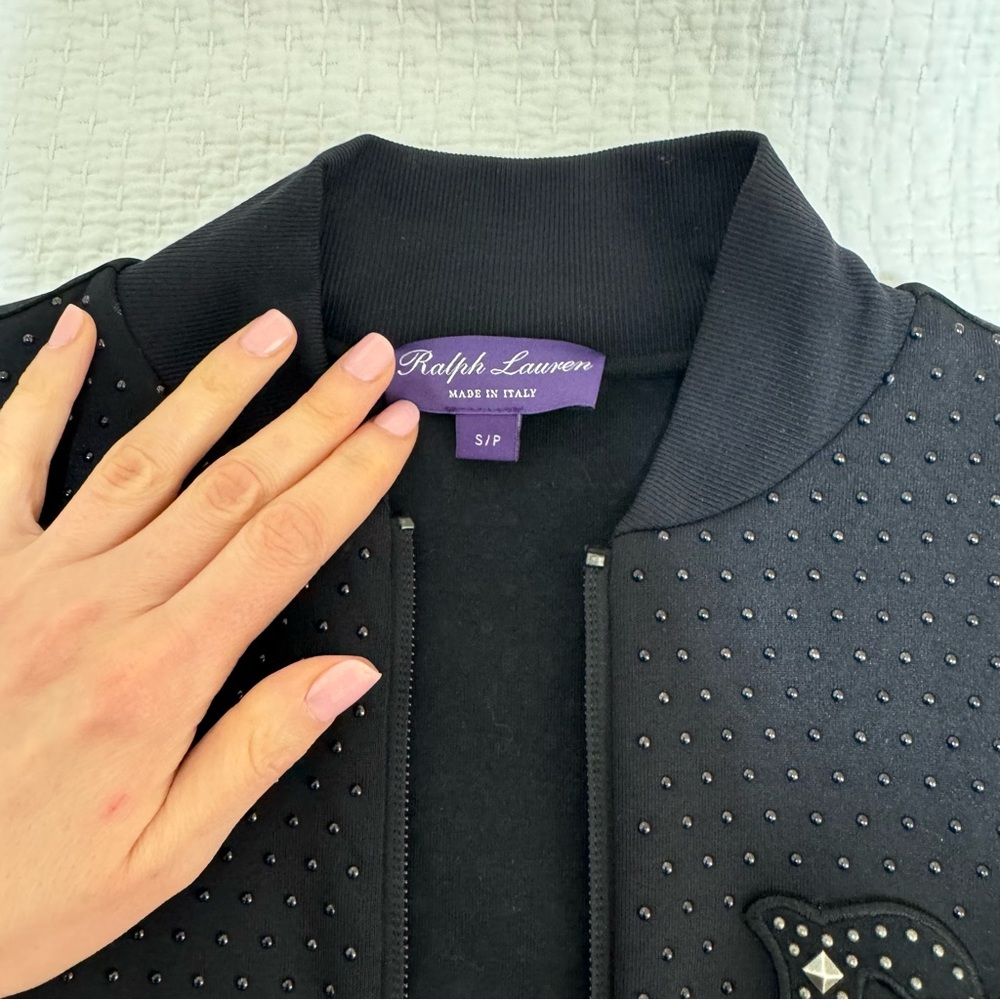 Ralph Lauren Black Studded Jacket. Size S - Picture 3 of 8